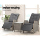 Kaedra 3-Piece Recliner Chairs Table Sun lounge Outdoor Furniture Wicker Adjustable - Grey
