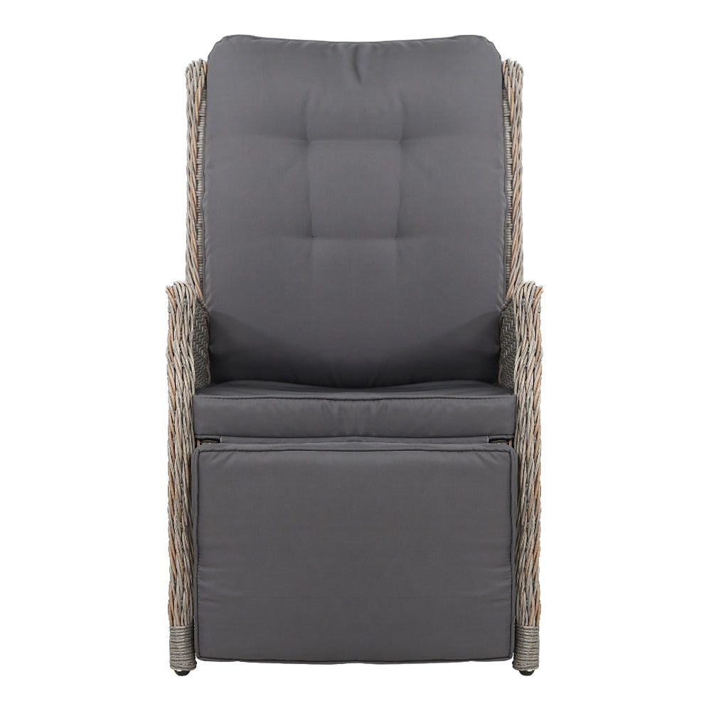 Moore Recliner Chairs Setting Outdoor Furniture Patio Wicker Sofa - Grey