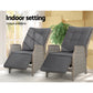 Moore Set of 2 Recliner Chairs Setting Outdoor Furniture Patio Wicker Sofa - Grey