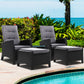 Ross 5-Piece Recliner Chair Outdoor Furniture Setting Patio Wicker Sofa Chair and Ottoman - Black