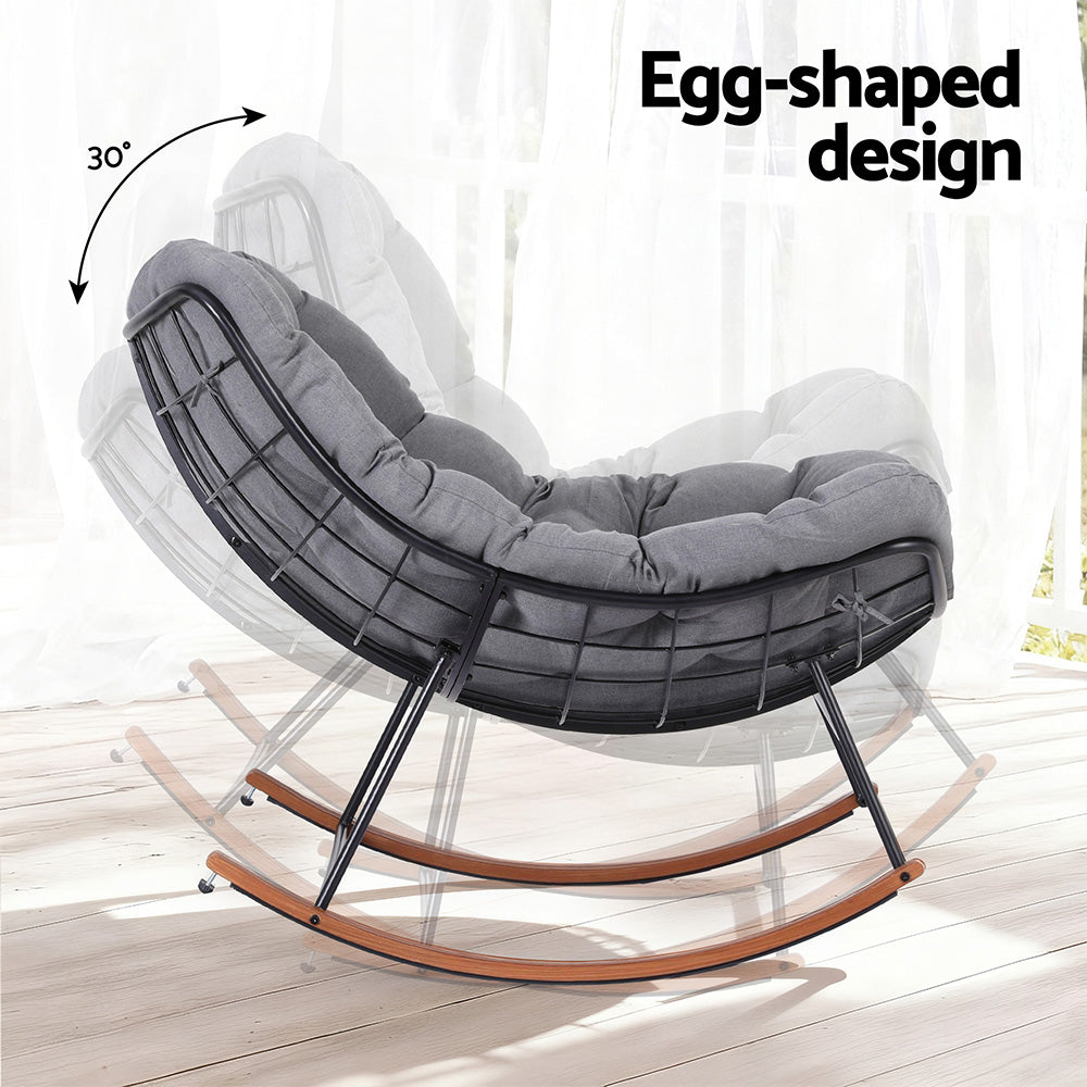 Sylven Outdoor Rocking Chair Furniture Papasan Recliner Garden Patio Lounge Setting - Grey