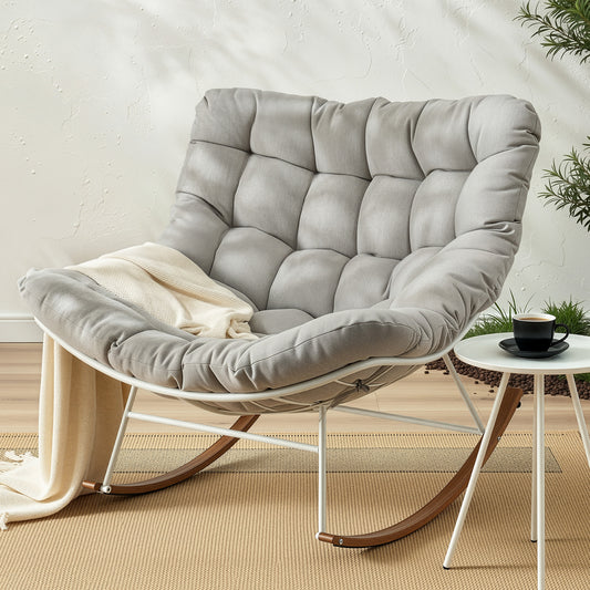Sylven Outdoor Rocking Chair Furniture Papasan Recliner Garden Patio Lounge Setting - White