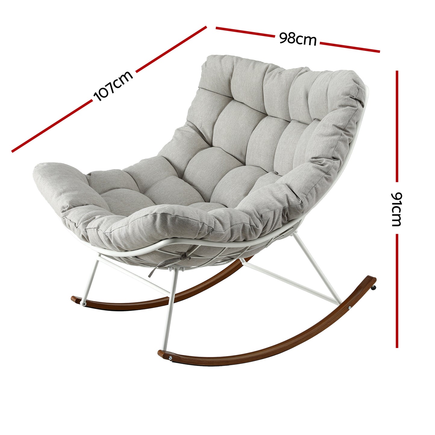 Sylven Outdoor Rocking Chair Furniture Papasan Recliner Garden Patio Lounge Setting - White