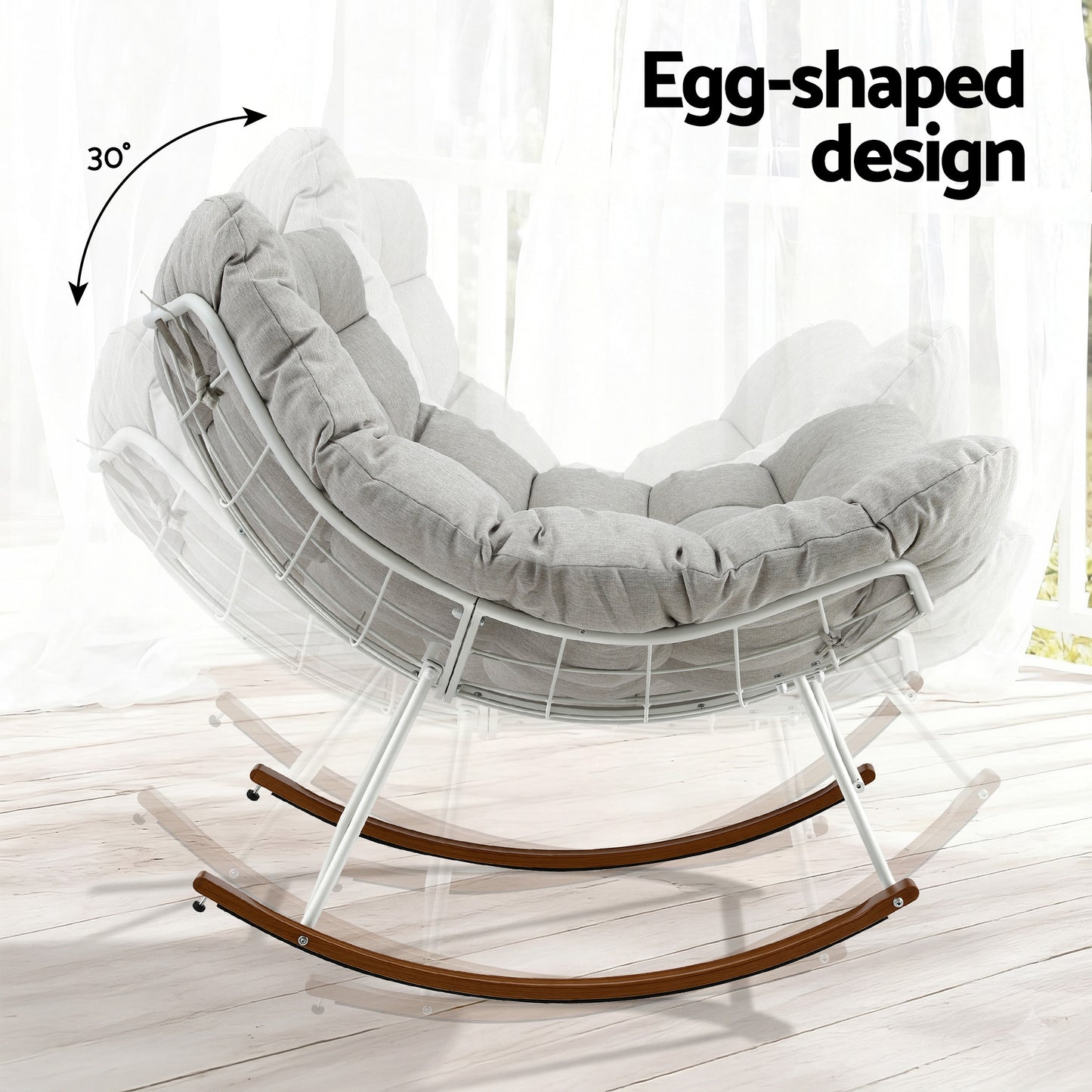 Sylven Outdoor Rocking Chair Furniture Papasan Recliner Garden Patio Lounge Setting - White