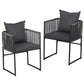 Wulfrun Set of 2 Outdoor Dining Chairs Woven Rope Chair Patio Furniture Garden Steel - Black