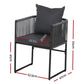 Wulfrun Set of 2 Outdoor Dining Chairs Woven Rope Chair Patio Furniture Garden Steel - Black