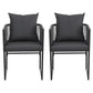 Wulfrun Set of 2 Outdoor Dining Chairs Woven Rope Chair Patio Furniture Garden Steel - Black