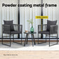 Wulfrun Set of 2 Outdoor Dining Chairs Woven Rope Chair Patio Furniture Garden Steel - Black
