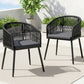 Selwyn Set of 2 Outdoor Dining Chairs Wicker Chair Patio Furniture Garden Steel - Black