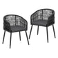 Selwyn Set of 2 Outdoor Dining Chairs Wicker Chair Patio Furniture Garden Steel - Black