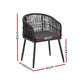 Selwyn Set of 2 Outdoor Dining Chairs Wicker Chair Patio Furniture Garden Steel - Black