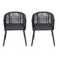Selwyn Set of 2 Outdoor Dining Chairs Wicker Chair Patio Furniture Garden Steel - Black