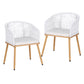 Selwyn Set of 2 Outdoor Dining Chairs Wicker Chair Patio Furniture Garden Steel - White