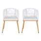 Selwyn Set of 2 Outdoor Dining Chairs Wicker Chair Patio Furniture Garden Steel - White