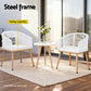 Selwyn Set of 2 Outdoor Dining Chairs Wicker Chair Patio Furniture Garden Steel - White