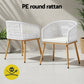 Selwyn Set of 2 Outdoor Dining Chairs Wicker Chair Patio Furniture Garden Steel - White