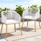 Selwyn Set of 2 Outdoor Dining Chairs Wicker Chair Patio Furniture Garden Steel - White