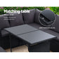 Morgan 8-Seater Furniture Dining Wicker 5-Piece Outdoor Sofa with Storage Cover - Black