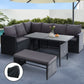 Morgan 8-Seater Furniture Dining Wicker 5-Piece Outdoor Sofa with Storage Cover - Black