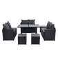 David 9-Seater Furniture Dining Lounge Wicker 5-Piece Outdoor Sofa - Black