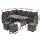 David 9-Seater Furniture Dining Lounge Wicker 5-Piece Outdoor Sofa - Mixed Grey