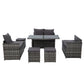 David 9-Seater Furniture Dining Lounge Wicker 5-Piece Outdoor Sofa - Mixed Grey