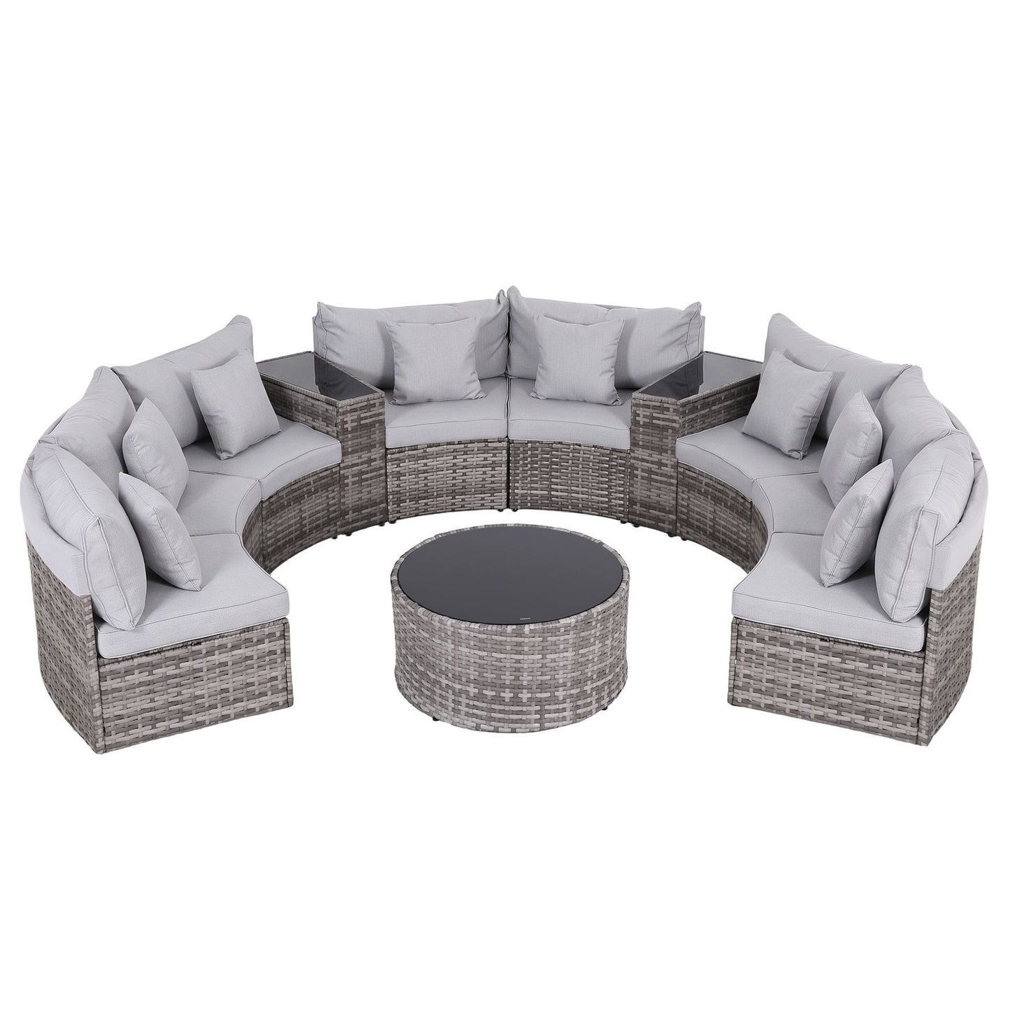 Airdrie 8-Seater Outdoor Sofa Set 11-Piece Table Chair Set Garden Rattan Furniture - Grey