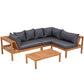Cenburg 5-Seater Outdoor Sofa Set Wooden Bench with Built-in Side Table 4-Piece - Wood Black