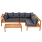 Cenburg 5-Seater Outdoor Sofa Set Wooden Bench with Built-in Side Table 4-Piece - Wood Black