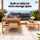 Cenburg 5-Seater Outdoor Sofa Set Wooden Bench with Built-in Side Table 4-Piece - Wood Black