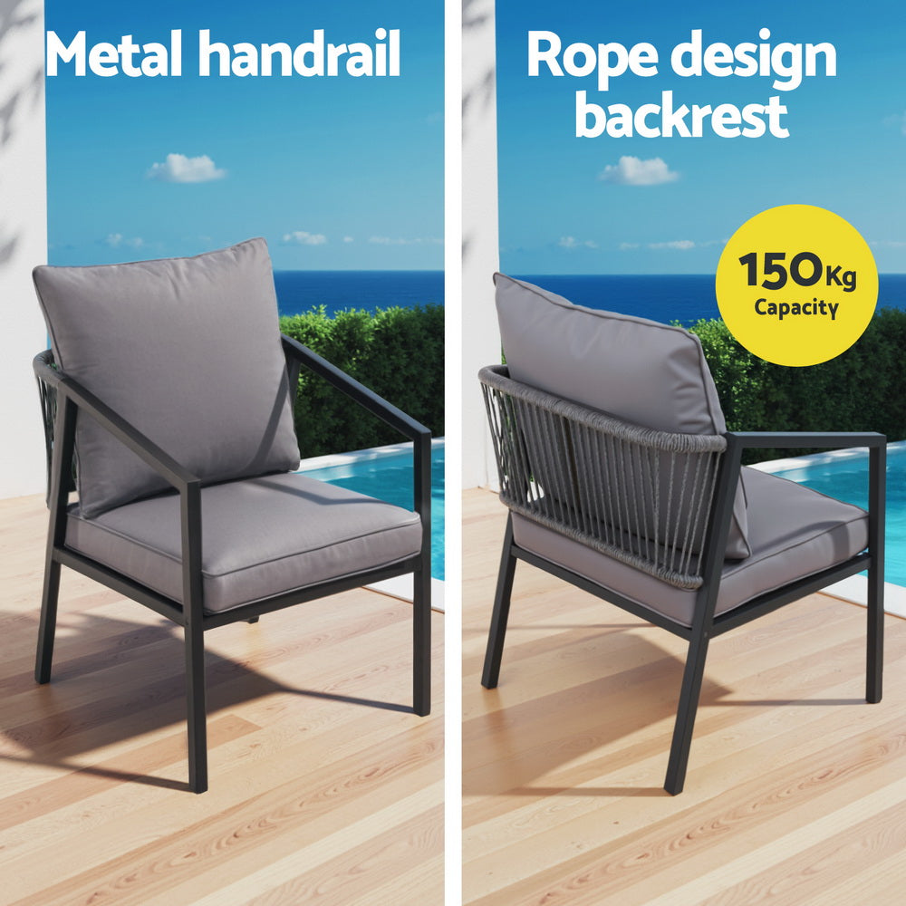 Tavian 4-Seater Table Chair Setting Patio Furniture 4-Piece Outdoor Sofa Set - Grey