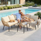 Branor 5-Seater Modular Outdoor Sofa Set with Cushions Rattan Furniture 4-Piece - Natural