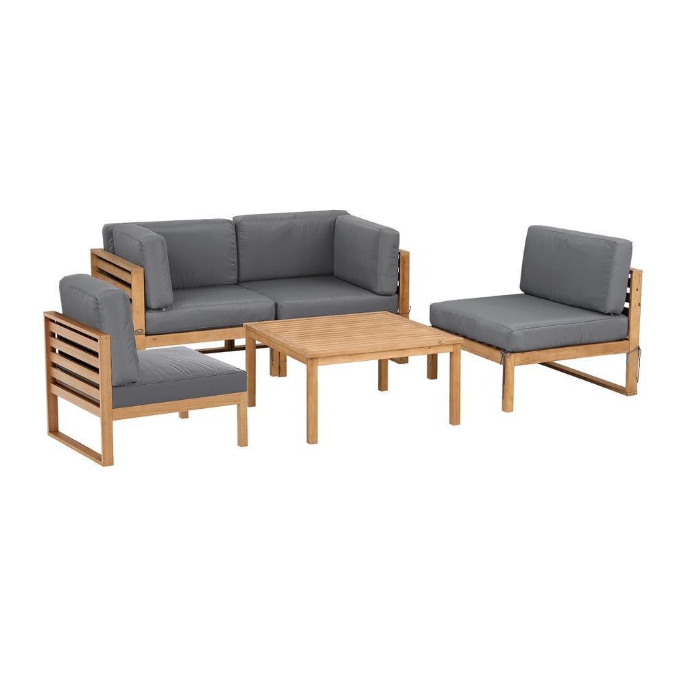 Greer 4-Seater Outdoor Sofa Set Table Chair Set Garden Patio Furniture 4-Piece - Black
