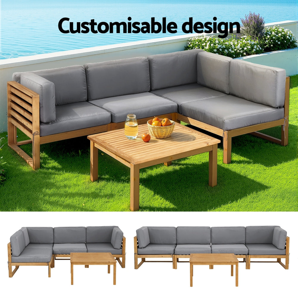 Greer 4-Seater Outdoor Sofa Set Table Chair Set Garden Patio Furniture 4-Piece - Black