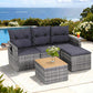 Callen 4-Seater Outdoor Sofa Set Rattan Patio Furniture Table and Chair Setting 5-Piece - Grey