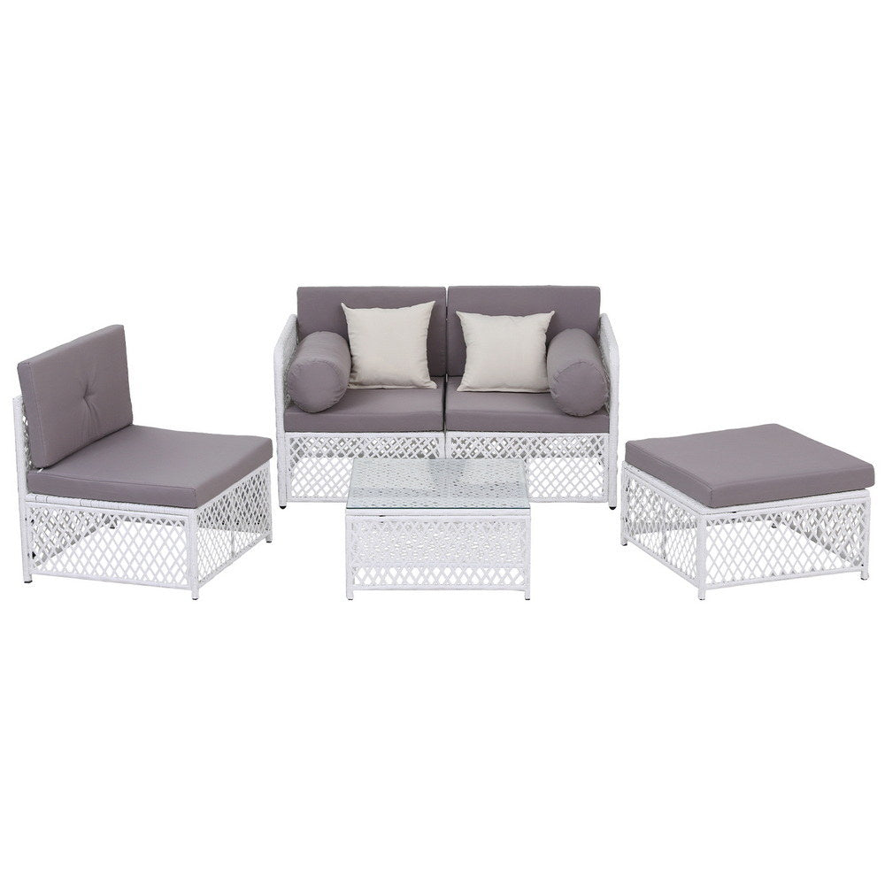Ziven 4-Seater Outdoor Sofa Set Wooden Couch Lounge Setting 5PCS 4-Piece - Grey