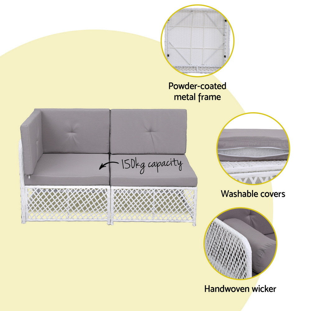 Ziven 4-Seater Outdoor Sofa Set Wooden Couch Lounge Setting 5PCS 4-Piece - Grey