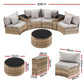 Lyrel 4-Seater Outdoor Sofa Set Table Chair Brown Rattan Patio Furniture 7-Piece - Gbrown