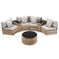 Lyrel 4-Seater Outdoor Sofa Set Table Chair Brown Rattan Patio Furniture 7-Piece - Gbrown
