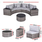 Outdoor furniture set with dimensions displayed on a white background