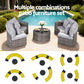 Patio furniture set with multiple arrangement options shown below.