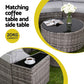 Outdoor furniture set with matching coffee table and side table, featuring a capacity of 20KG.