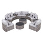 Canmore 8-Seater Outdoor Sofa Set 14-Piece Table Chair Set Rattan Patio Furniture - Grey
