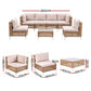 Noriel 6-Seater Outdoor Sofa Set Table Chair Set Garden Rattan Patio Furniture 7-Piece - Beige