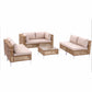 Noriel 6-Seater Outdoor Sofa Set Table Chair Set Garden Rattan Patio Furniture 7-Piece - Beige