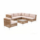 Noriel 6-Seater Outdoor Sofa Set Table Chair Set Garden Rattan Patio Furniture 7-Piece - Beige