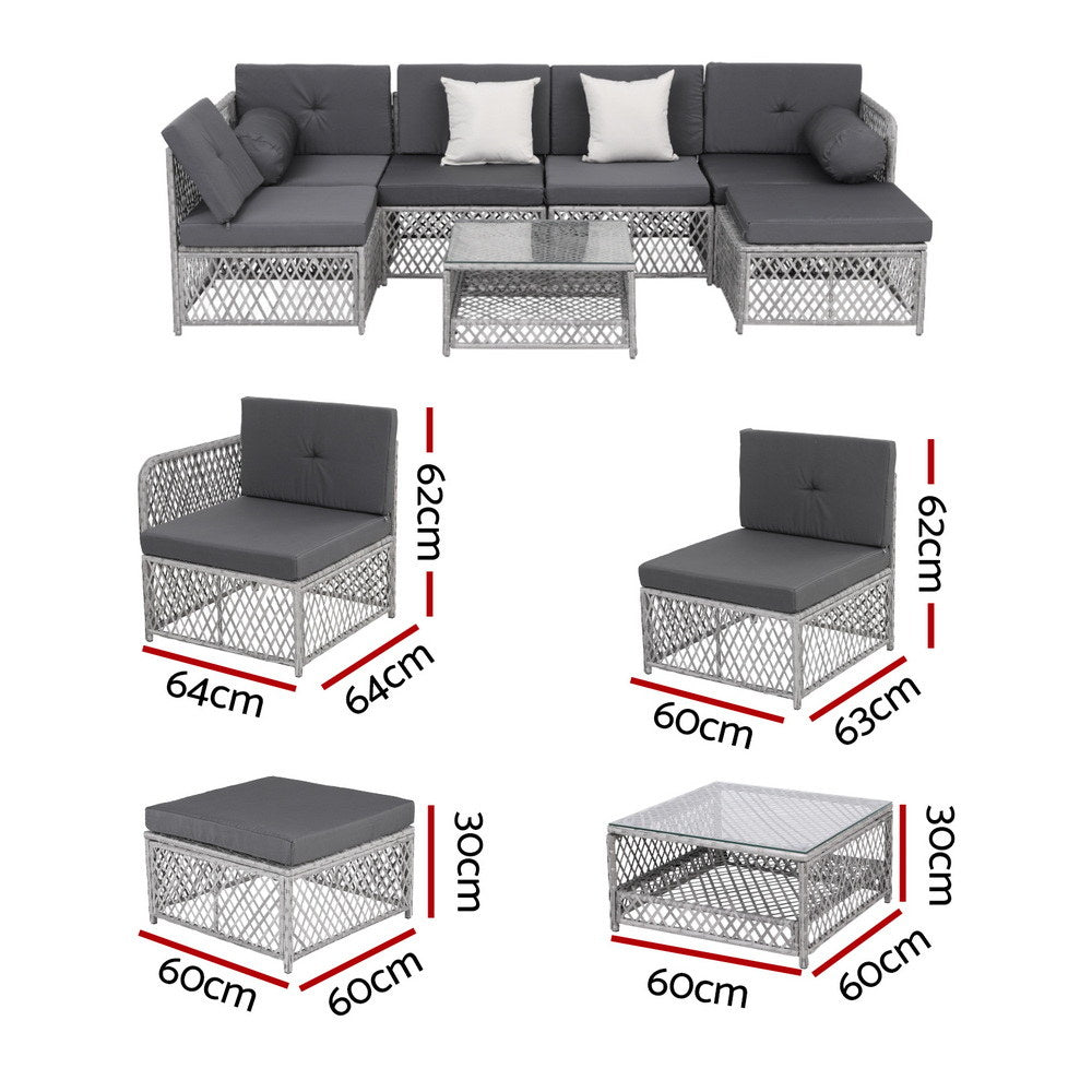 Lirien 4-Seater Outdoor Sofa Set Table Chair Set Garden Patio Furniture 5-Piece - White