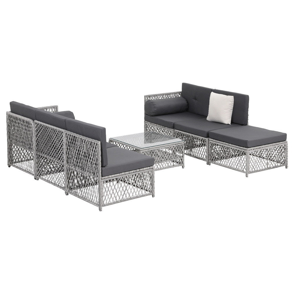 Lirien 4-Seater Outdoor Sofa Set Table Chair Set Garden Patio Furniture 5-Piece - White