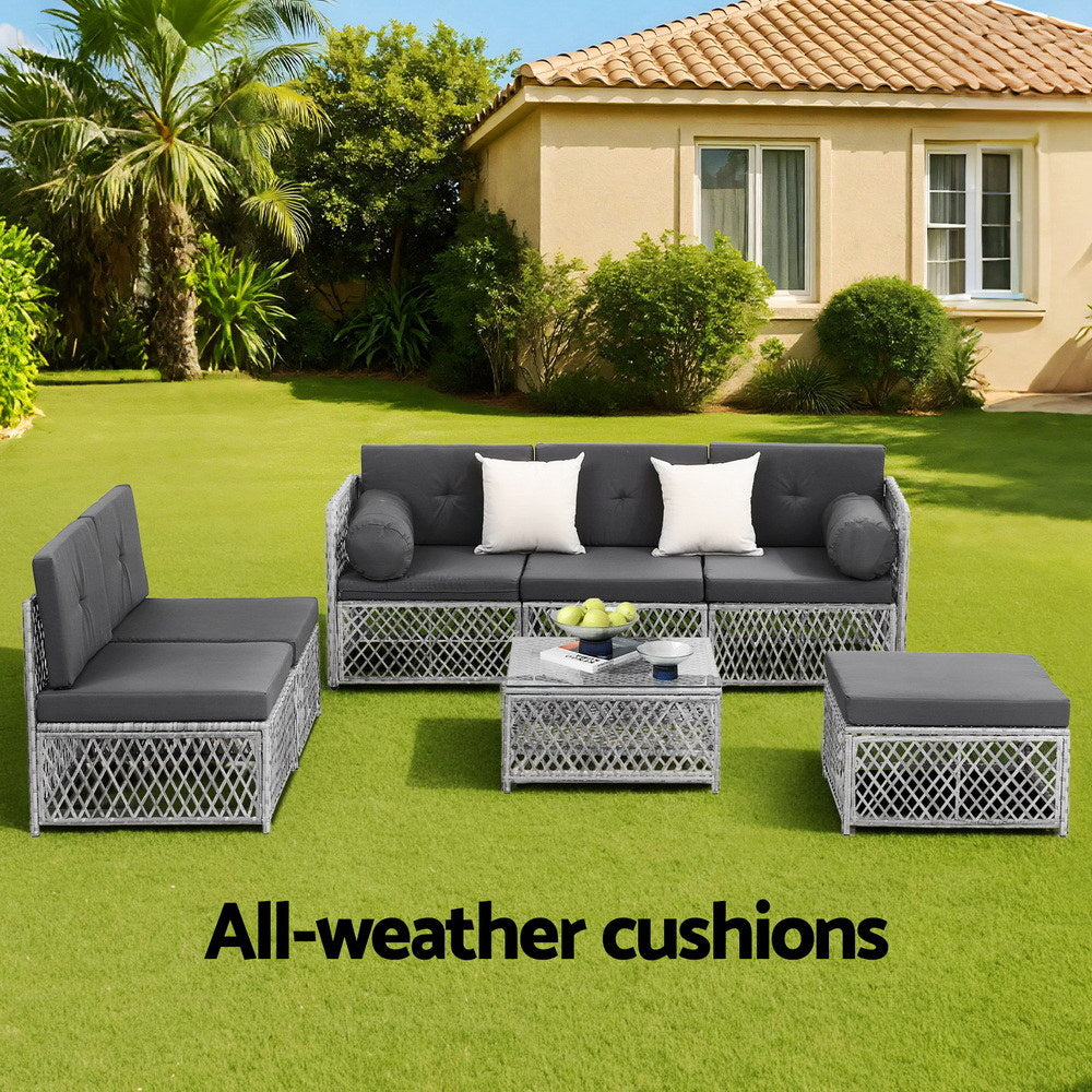 Lirien 4-Seater Outdoor Sofa Set Table Chair Set Garden Patio Furniture 5-Piece - White