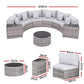 Perrin 6-Seater Outdoor Sofa Set Table Chair Set Garden Rattan Patio Furniture 9-Piece - Grey